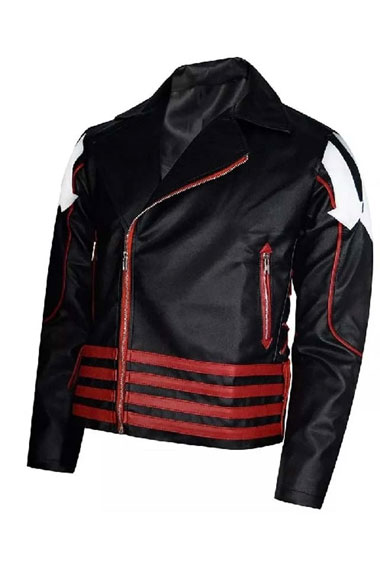 Freddie Mercury Concert Mens Bomber Biker Black Leather Jacket