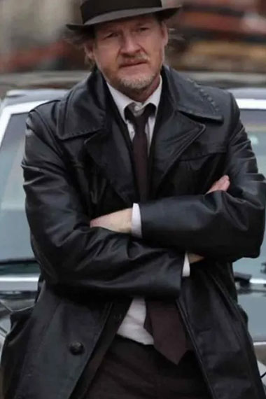 Gotham Donal Logue Harvey Bullock Black Leather Trench Coat