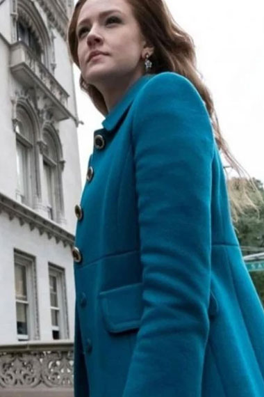 Gotham TV Series Ivy Pepper Maggie Geha Blue Wool Trench Coat