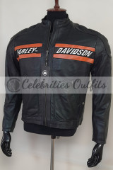 Bill Goldberg Harley Davidson Black Motorcycle Leather Jacket