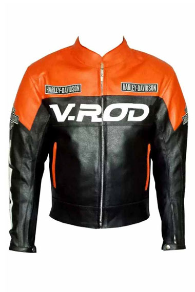 Harley Davidson Motorcycles V Rod Black Biker Leather Jacket
