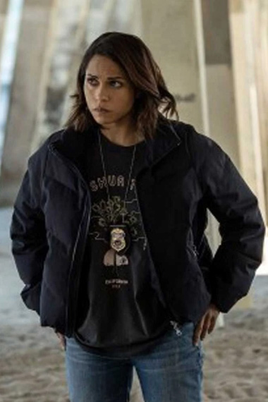 Jackie Quinones Monica Raymund Hightown Black Puffer Jacket