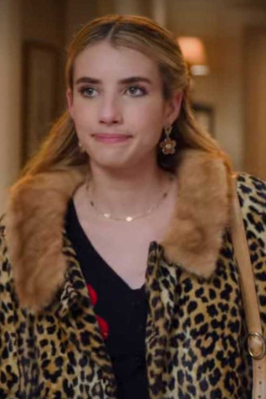 Sloane Benson Emma Roberts Holidate Cheetah Printed Wool Coat