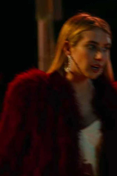 Sloane Benson Emma Roberts Holidate Women Red Fur Long Coat