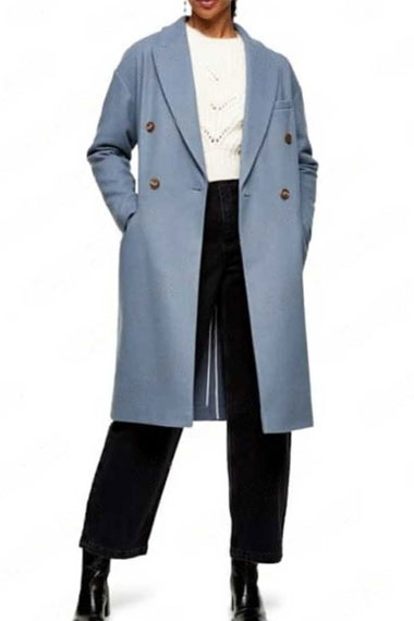 How I Met Your Father Sophie Hilary Duff Blue Wool Trench Coat