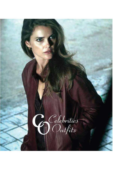 Keri Russell Maroon Leather Jacket The Americans TV Series