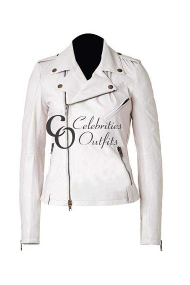 Keeley Hawes Ashes To Ashes White Biker Jacket