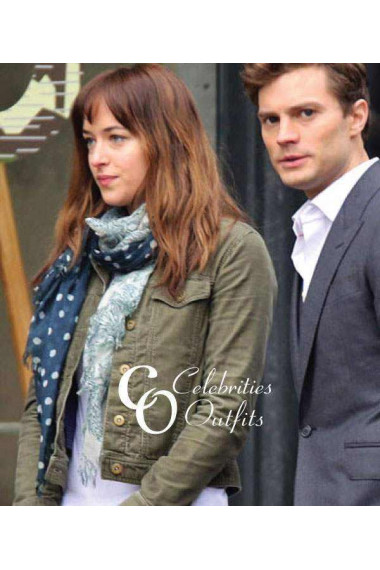 Fifty Shades Of Grey Dakota Johnson Green Cotton Jacket