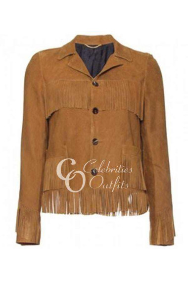 Kate Moss Brown Fringe Leather Jacket