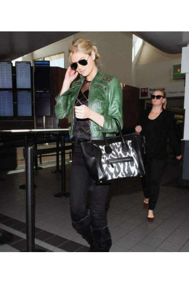 Kate Upton Green Stylish Real Leather Jacket