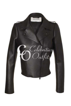 Kim Kardashian Black Motorcycle Leather Jacket
