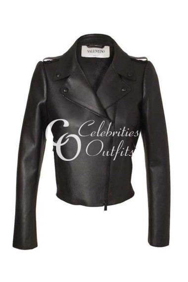 Kim Kardashian Black Motorcycle Leather Jacket