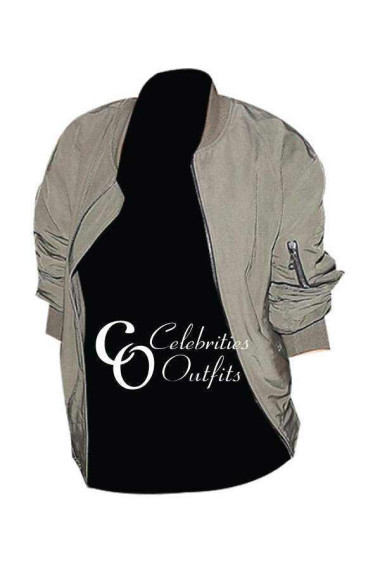 Kim Kardashian Green Designer Bomber Leather Jacket