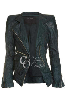 Victoria Beckham Marc-Jacob Women Green Leather Jacket