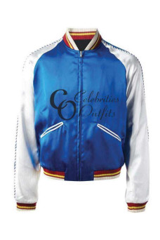Saint Laurent Blue Bomber Satin Jacket Sale
