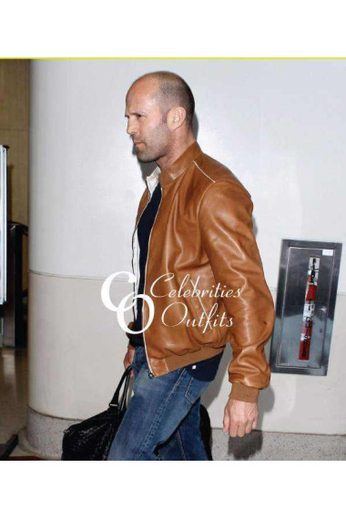 jason-statham-brown-bomber-leather-jacket