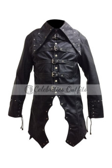Men's Steampunk Gothic Halloween Trench Leather Coat Jacket