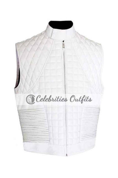 Justin Bieber White Quilted Leather Vest Jacket
