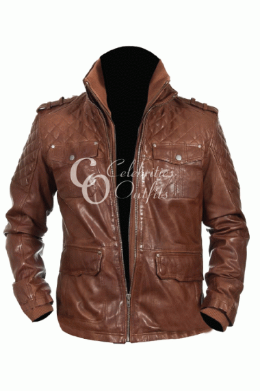 Memphis Brown Quilted Motorcycle Real Leather Jacket
