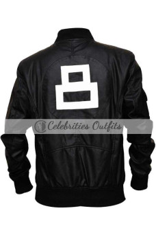 Male 8 Ball Black Bomber Real Leather Jacket