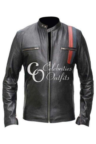 Male Speed Black Motorcycle Real Leather Jacket
