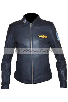 Top Gun Kelly McGillis Charlotte Blackwood Black Pilot Jacket