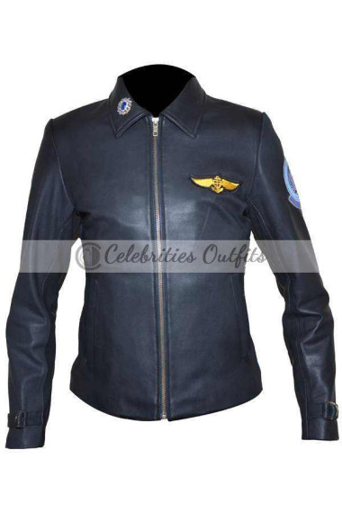 Top Gun Kelly McGillis Charlotte Blackwood Black Pilot Jacket