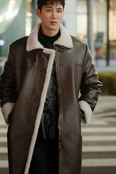 Ahn Bo Hyun Jang Geun Won Itaewon Class Brown Leather Coat