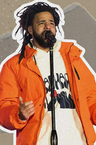 Casual Mens J Cole Concert Orange Parachute Puffer Jacket