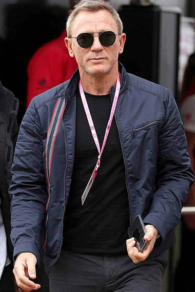 Daniel Craig No Time To Die James Bond Biker Puffer Jacket
