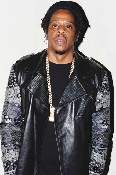 Casual Mens Jay Z Street Bandana Print Black Leather Jacket