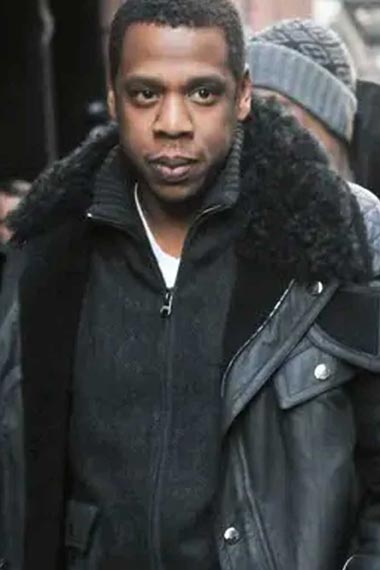 Casual Mens Jay Z Street Style Fur Collar Black Leather Jacket
