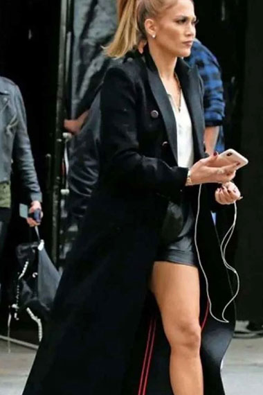 Jennifer Lopez Kat Valdez Marry Me Black Wool Long Trench Coat