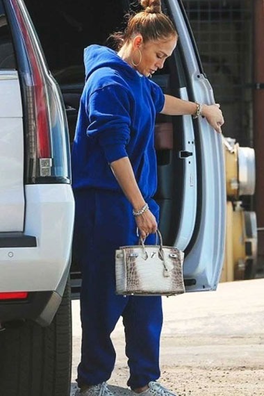 Womens Jennifer Lopez Casual Bomber Blue Wool Pullover Hoodie