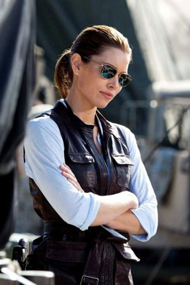 The A-Team Jessica Biel Charissa Sosa Belted Leather Vest