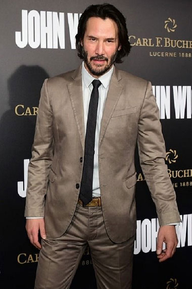 John Wick Chapter 2 Event Keanu Reeves Shiny Grey Suit Tuxedo