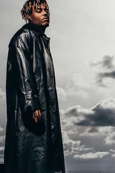 Juice WRLD Doom Casual Mens Black Leather Long Trench Coat