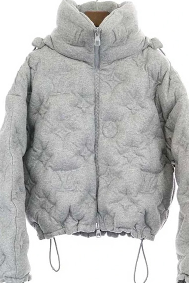 Juice WRLD Street Casual Mens Grey Wool Quilted Puffer Jacket
