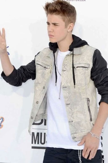 Mens Justin Bieber Street Style Casual Black & Grey Denim Jacket