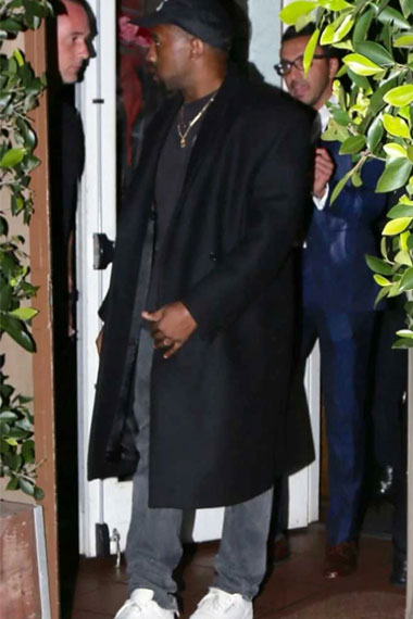 Mens Kanye Omari West Street Casual Black Cotton Trench Coat