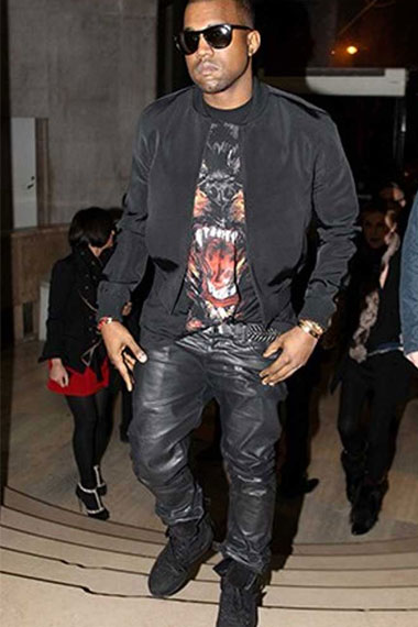 Mens Kanye Omari West Casual Bomber Black Cotton Jacket