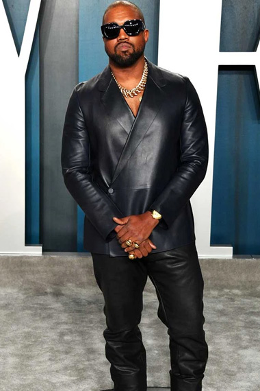 Casual Kanye Omari West Mens Black Leather Trench Blazer