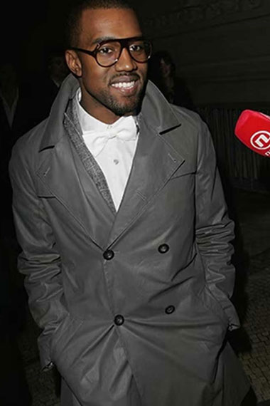 Mens Kanye Omari West Street Casual Grey Cotton Trench Coat