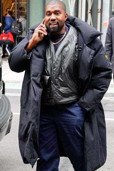 Kanye Omari West Mens Bomber Black Parachute Puffer Coat