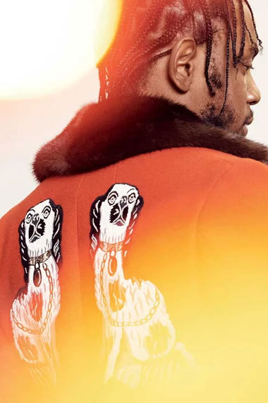 Casual Mens Kendrick Lamar GQ Orange Wool Fur Trench Coat