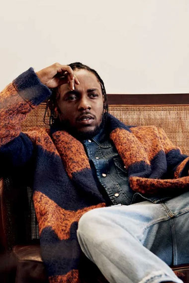 Mens GQ Kendrick Lamar Casual Blue And Orange Wool Coat