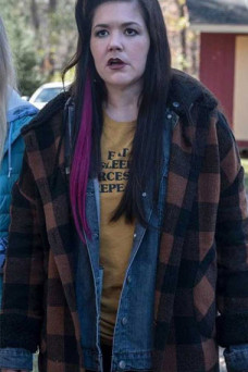 Mary Hollis Inboden Kevin Can Fuck Himself Brown Plaid Coat