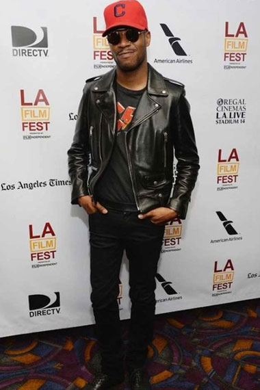Kid Cudi LA Film Fest Mens Casual Biker Black Leather Jacket