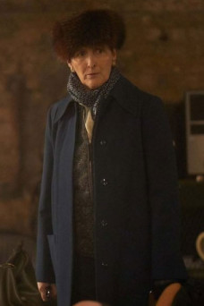 Fiona Shaw Carolyn Martens Killing Eve Blue Wool Blend Coat