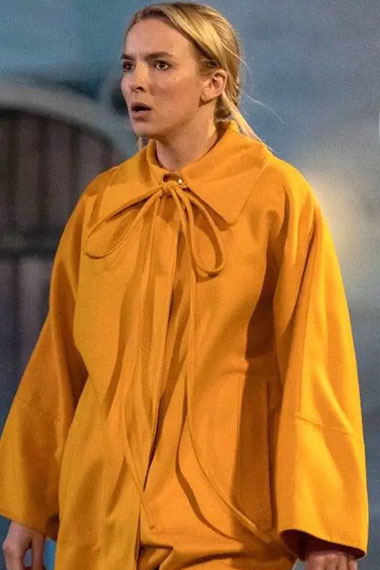 Villanelle Killing Eve TV Series Jodie Comer Yellow Wool Coat